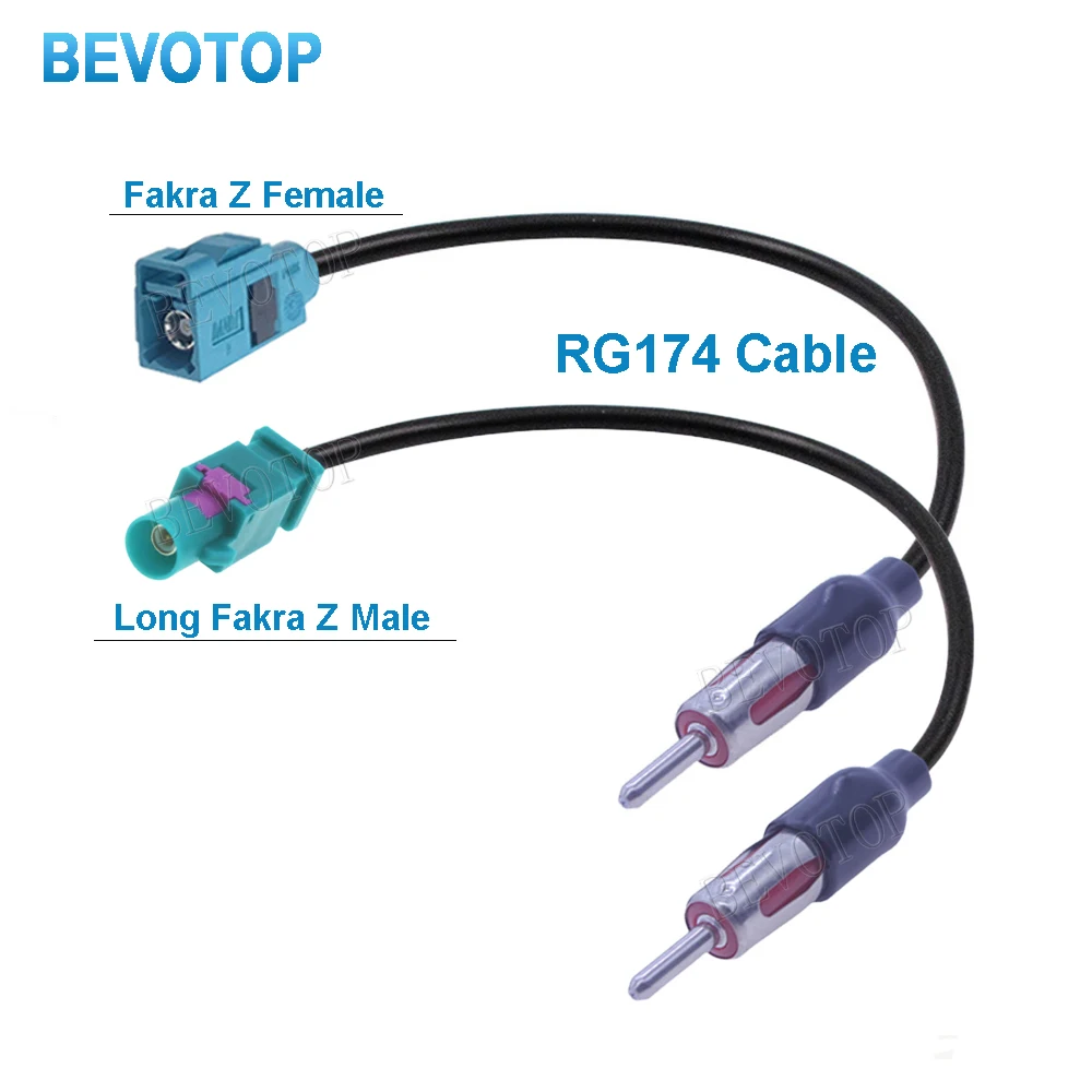 1PCS Fakra Z Female Jack to DIN Male Plug RG174 Cable Car FM Player Adapter Extension Jumper BEVOTOP Pigtail