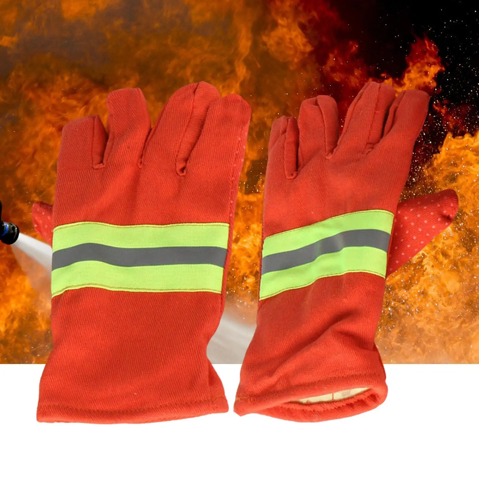 2Pcs Orange Feuerwehr Handschuhe Handschuh Feuer Beweis mit Reflektierende Trim Hand Schutz Arbeit Handschuh für Männer und Frauen