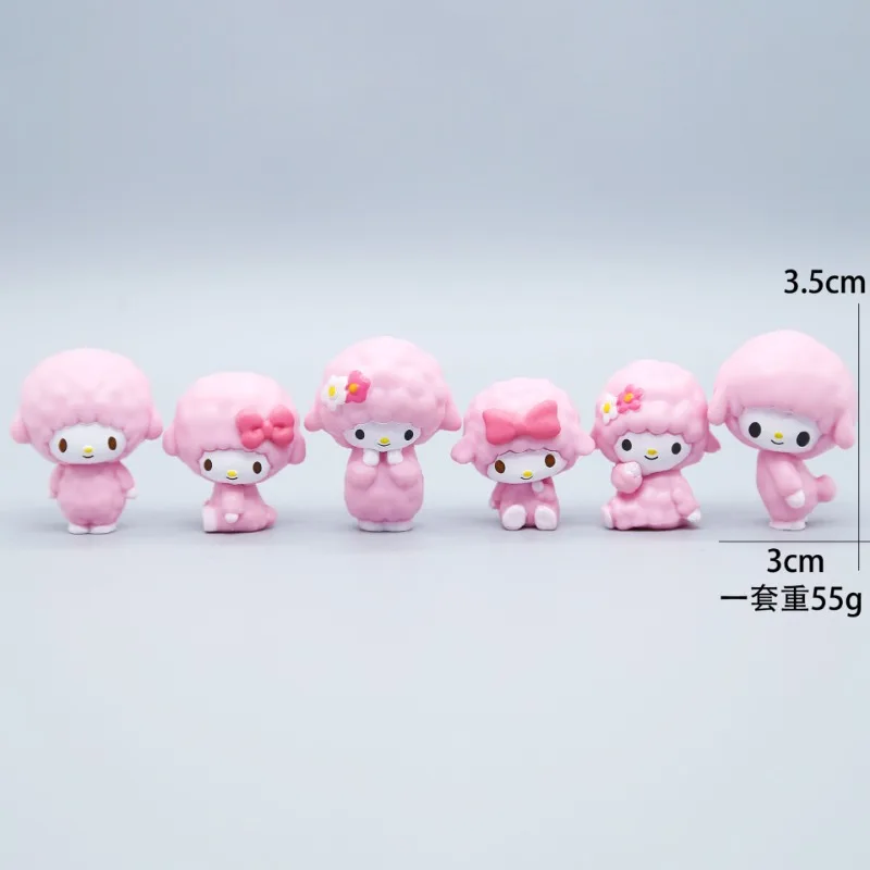 6pcs Kawaii My Sweet Piano My Melody Doll Model Desktop Decoration Anime Cartoon Sanrios Diy Pendant Car Ornaments Gifts Toys