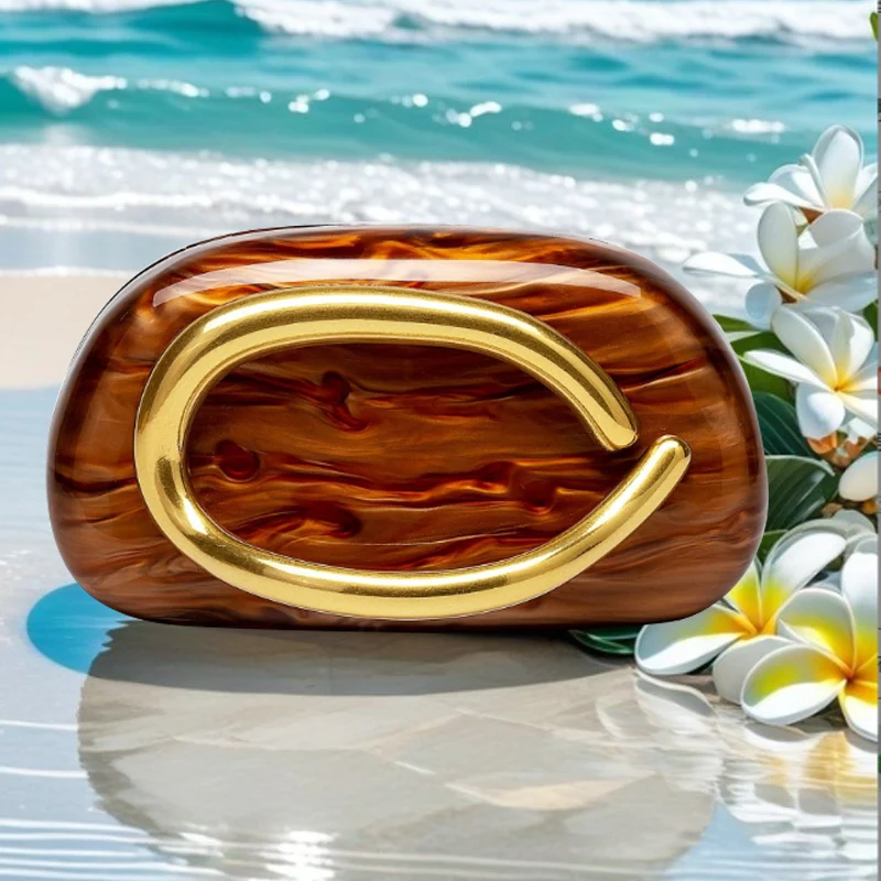 

Gold Closure Box Acrylic Clutch Bag Women Evening Wedding Party Cute Square Purse Bag Handbag 2025 New Beige Orange Coffee White