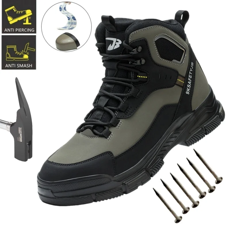 

Work Boots Indestructible Safety Shoes Men Steel Toe Shoes Puncture-Proof Sneakers Men Non Slip Work Shoes Male Botas