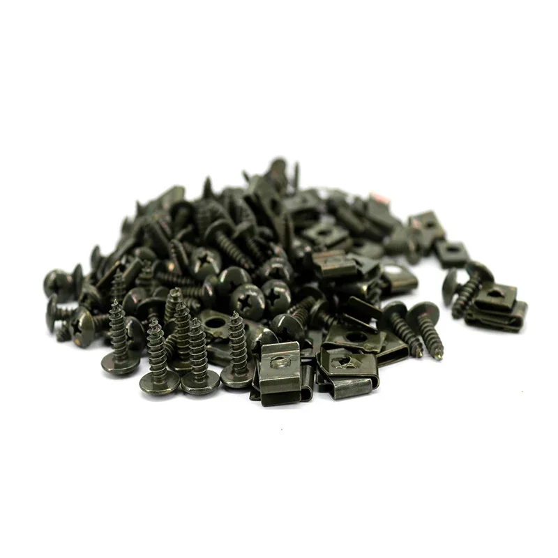 100pc M4 M5 Self-tapping Screw and Clips for Ebike Motorcycle Car Scooter ATV Moped Plastic Cover Metal Retainer 4.2mm 4.8mm