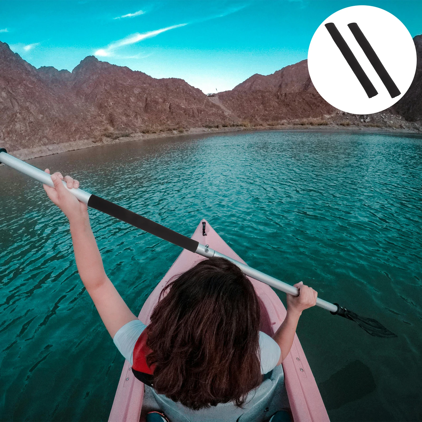 

1Pair Kayak Paddle Grips Non Slip Breathable Handle Covers Soft Universal Fit Shock Absorption Sweat Resistance