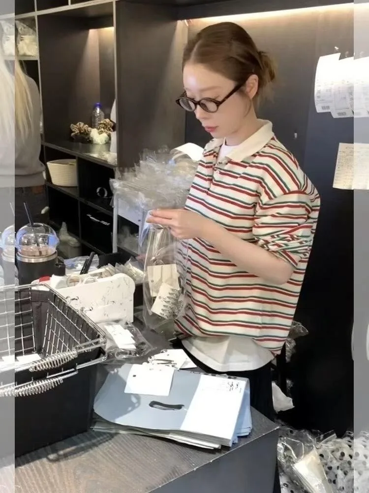 Шикарный осенний новый свободный базовый слой Sle Ne Long Sve, полосатый женский топ Agel Faion, модный весенне-осенний топ для поездок на работу