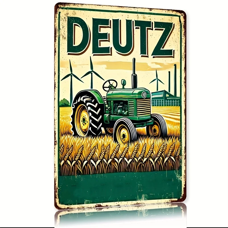Panneau métallique Vintage pour tracteur Deutz, Art mural rustique pour la maison, le jardin, le bureau et la décoration extérieure, Plaque en fer durable avec vibrantes