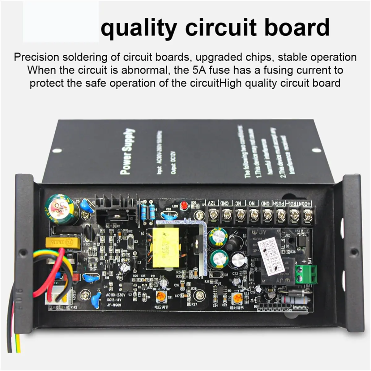 SWXF DC 12V-14V 5A Access Control Switch Power Supply 2Lock Double Relay Door Power Source AC110-230V Work for Video Intercom