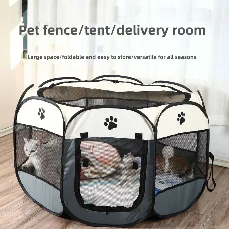 

Всепогодный восьмиугольный манеж для домашних животных - складное укрытие из ткани Оксфорд с вентилируемыми сетчатыми окнами для использования на открытом воздухе в кемпинге