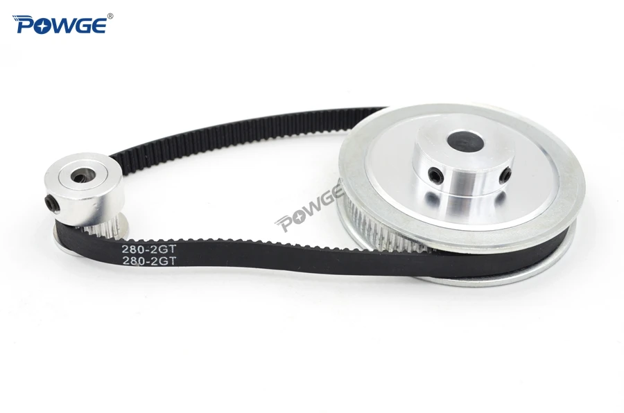 POWGE GT2/2GT Synchronous Pulley Belt Set 16T:60T 20T:60T 30T:60T 40T:60T Reduction Speed Ratio Timing Belt Pulley Kit 280mm