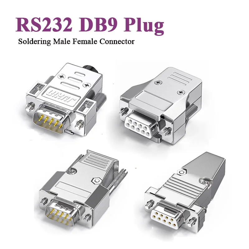 DB9 Serial Port RS232/485 Plug 9-pin DB9 Welding Male Female COM Connector Industrial Grade D-SUB 9Pin Soldering Terminal 1pc