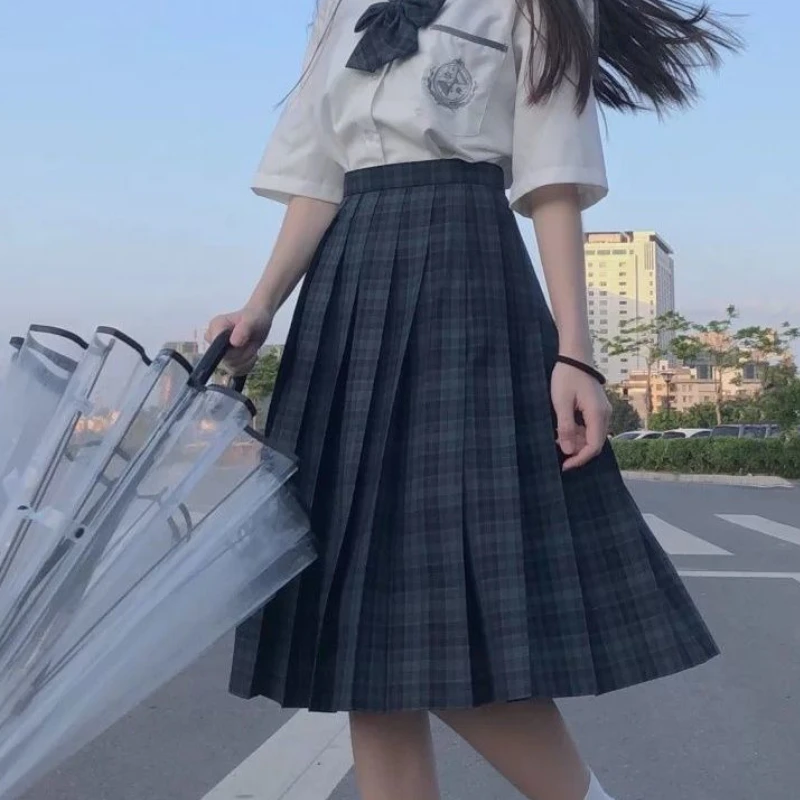 Pleated Skirts Women Japanese Preppy Style Plaid Faldas Kawaii Schoolgirls Chic Spring Autumn High Waist All-match Fashion Youth