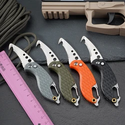 Outdoor box opener knife, new multi-functional hook serrated folding knife, mountaineering tools, bottle opener, key chain knife