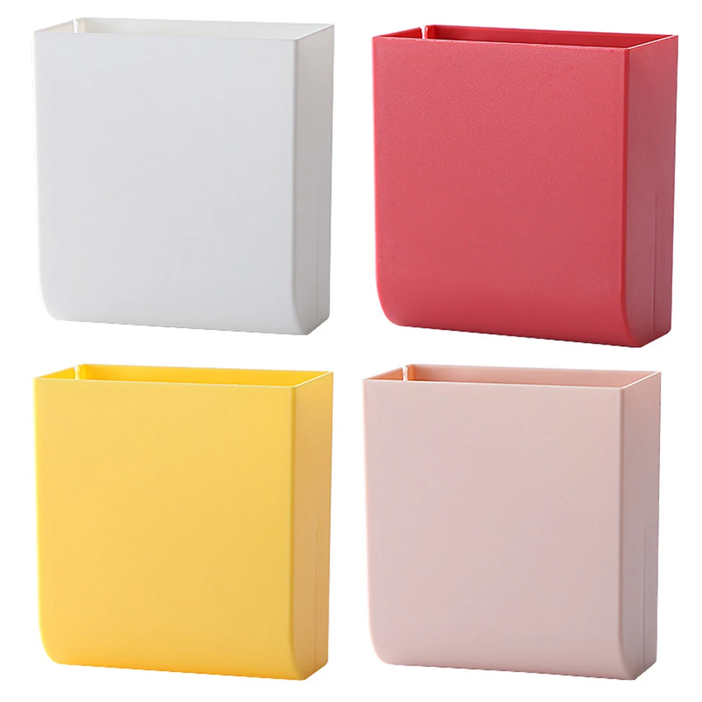 

4 Pcs Remote Control Storage Box Punch Free Wall Mount Phone Holder HIPS Material Cell Bracket Home Office Kitchen Bedroom