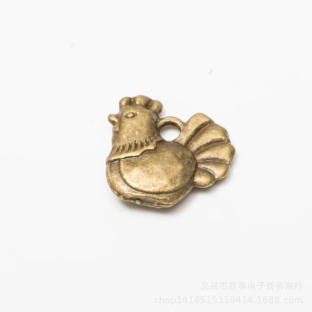 15Pcs Charms Cock Rooster 12x13mm Antique Bronze Silver Color Plated Pendants Making DIY Handmade Tibetan Silver Color Jewelry