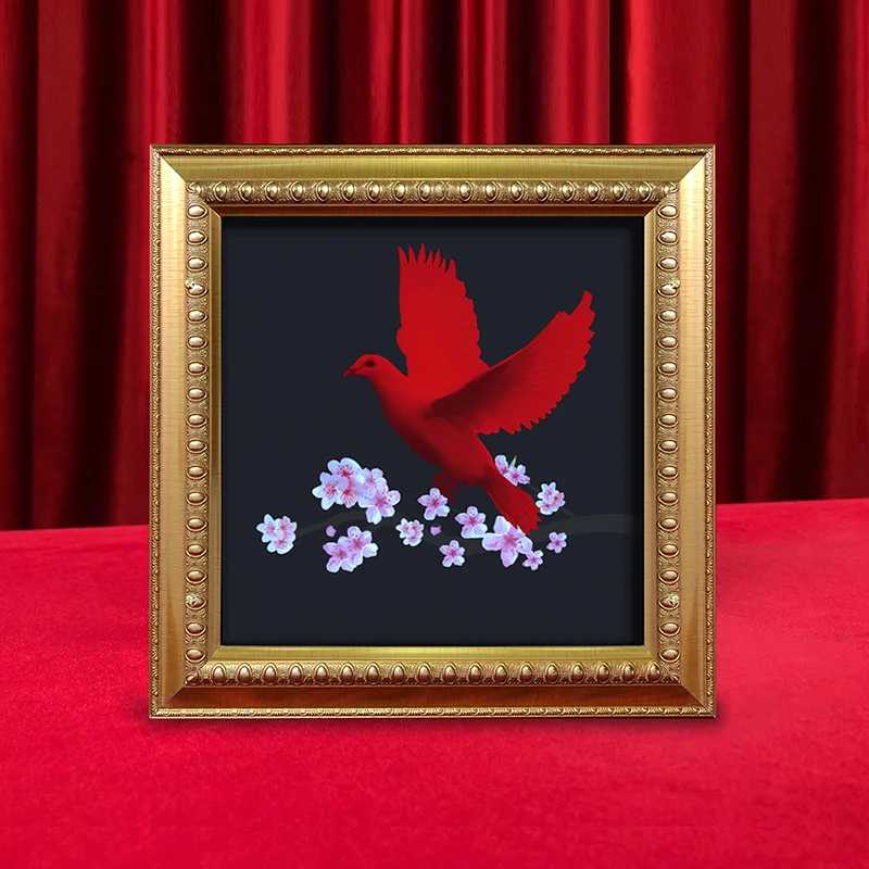 Deluxe Frame Dove Picture Chang Color To Real twice Stage Magic Tricks Double Change Magic Props Party Magic Show Comedy Toy