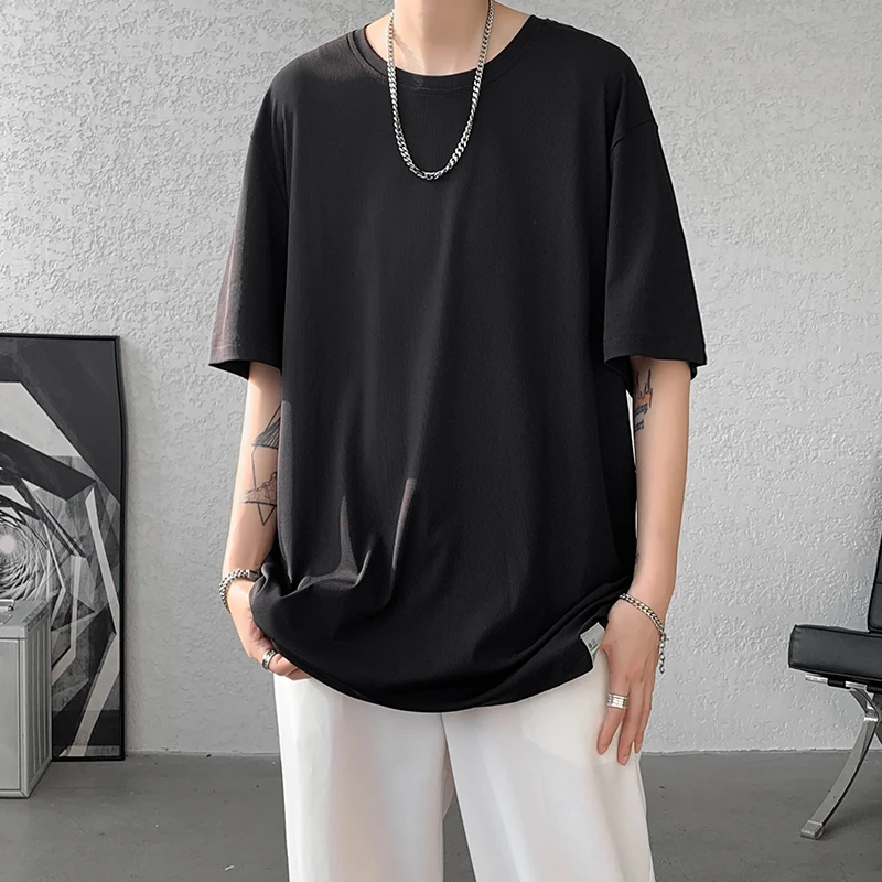 

Summer Ice Silk Half Sleeve Men's Women T-shirt Loose Casual Quick-dry T Shirt O Neck Solid Color Breathable Oversize 8XL-M