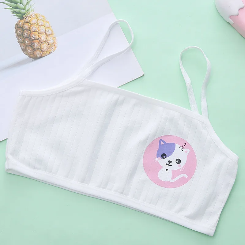 4pcs Girls Brassiere Underwear Cotton Kids Bra Rainbow Design Adolescente Girls Training Bras Breathable Teenage Girl Tops Crop