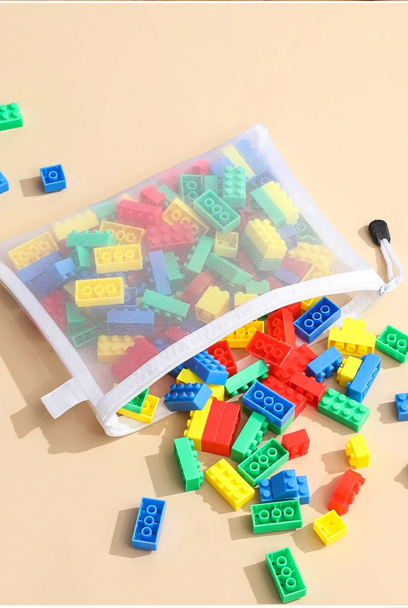 Neue Puzzle-Spielzeug-Aufbewahrungstasche Baustein-Puzzle Unterteilungsbeutel Kinder-Kleinpartikel Transparente Netz-Reißverschlusstasche – Detail 4