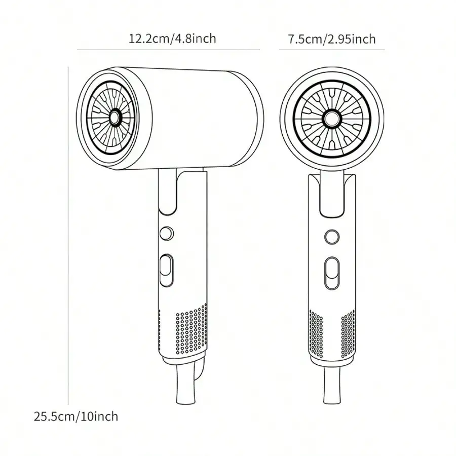 Professional Negative Ion Hair Dryer With Diffuser, Concentrator Nozzle And Hanging Hook, Designed For Curly Hair. Ceramic Technology Nozzle For Fast Drying, Salon-Quality Results. Lightweight, Quiet, Foldable, Convenient For Travel.
