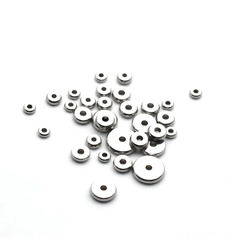 20/50pcs/lot 4/5/6/8/10mm Stainless Steel Round Flat Spacer Beads Fit Bracelet Necklace Spacer Beads DIY Jewelry Making Findings