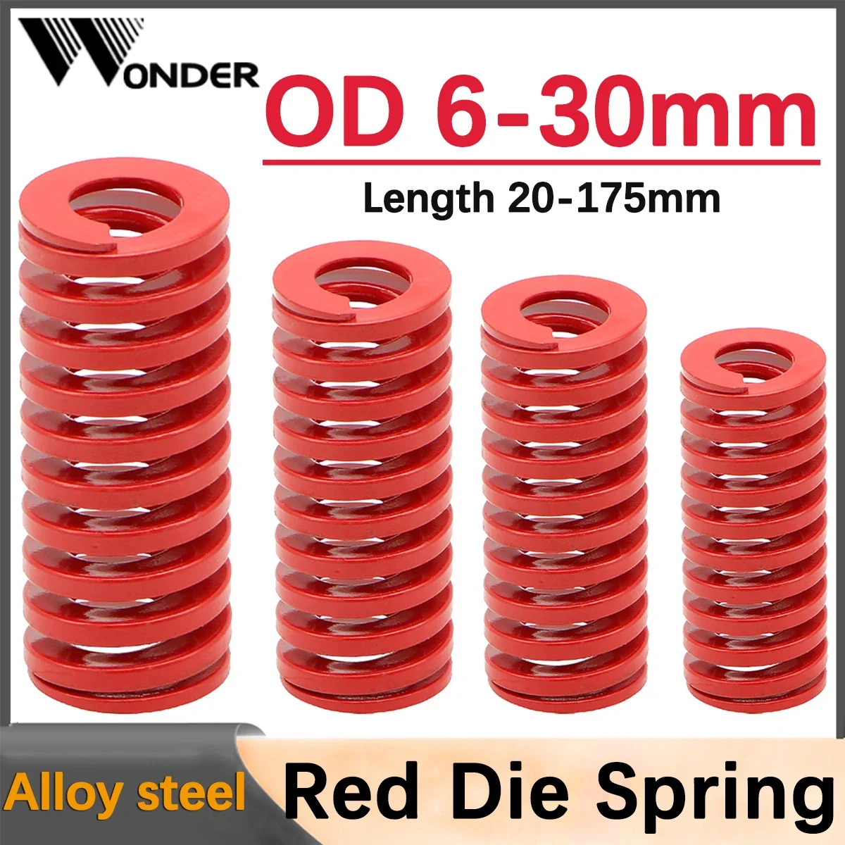 Medium Load Mould Spring Spiral Stamping Compression Springs Alloy Steel Die Spring Red Outer Diameter 6mm-30mm