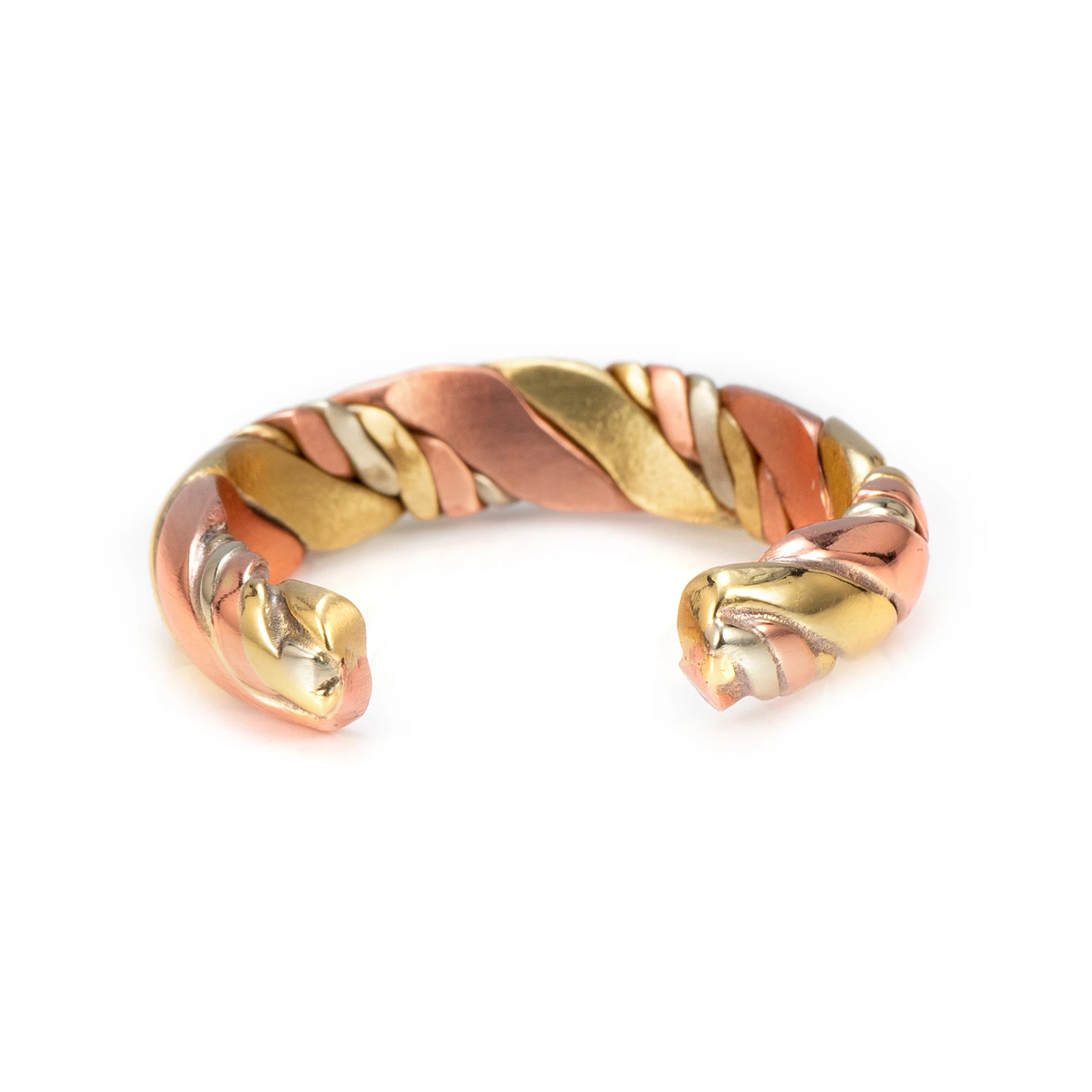 Wollet Tri Tone Braide Copper Rings for Women,Magnetic Ring with 3 Colors,99.9% Solid Pure Copper Ring with Adjustable Size,Gift