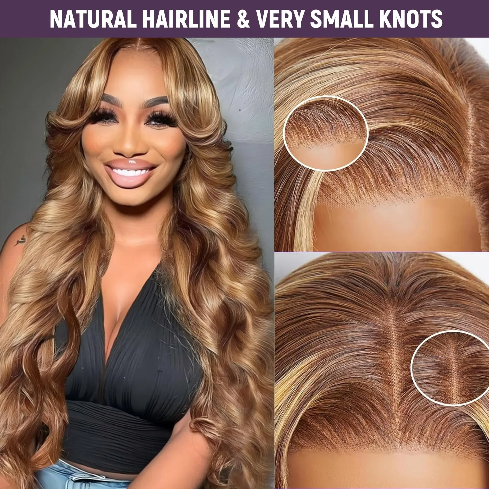 38 Inch Highlighted Ombre Body Wave Lace Front Wig Human Hair Pre Colored Honey Blonde 4/27 Curly 13X6 Hd Lace Frontal Wig For Women Pre-Plucked With Baby Hair
