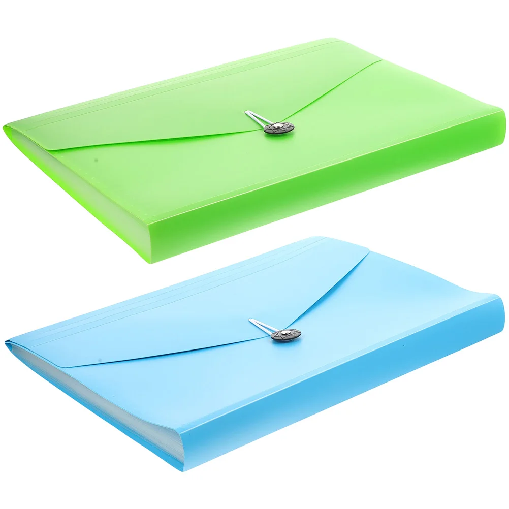 

2 Pcs Accordion File ganizer Folder able Student Test Paper Clip Grass Green Large Capacity PP Material Document Storage