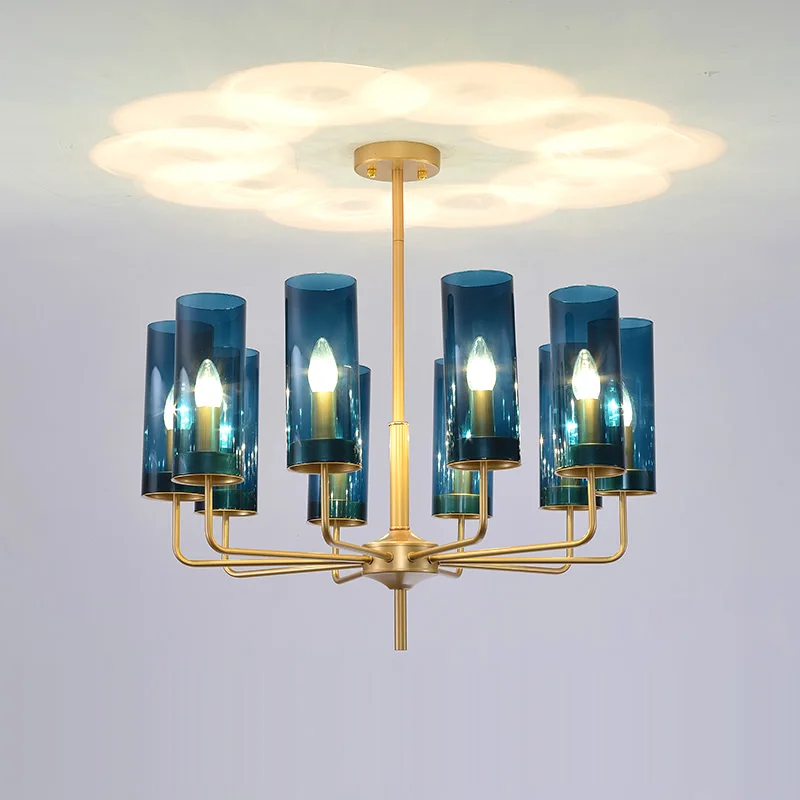 

Nordic LED Luxury Glass Chandelier Blue/Amber Modern Hanging Lamp Suspension Living Dining Bedroom Pendant Lighting Fixtures
