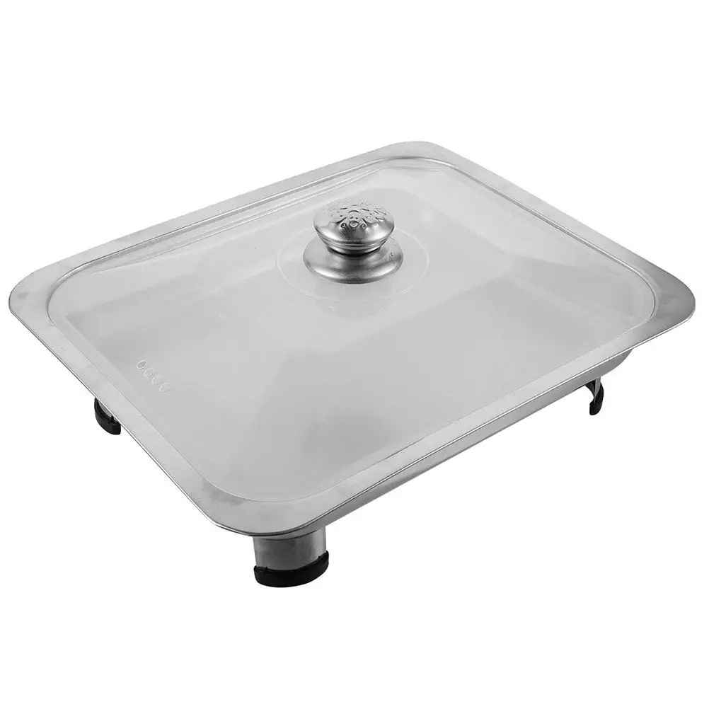 Large Stainless Steel Buffet Tray Server Tray Removable Legs Food Lid Buffet Party Serving Dish Stainless Steel Chafing Dish