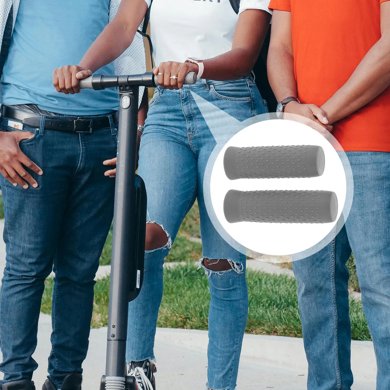 

1 пара силиконовых нескользящих накладок на руль для электросамоката, мягкие и удобные ручки для максимального комфорта при езде на улице