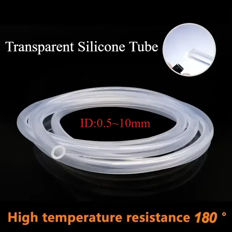 Food Grade Transparent Silicone Rubber Hose ID 0.5 1 2 3 4 5 6 7 8 9 10 mm OD Flexible Nontoxic Silicone Tube Clear soft 1 meter