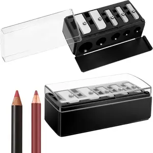 5-Hole Cosmetic Pencil Sharpener for Eyeliner, Eyebrow & Lip Liners - Compact with Lid