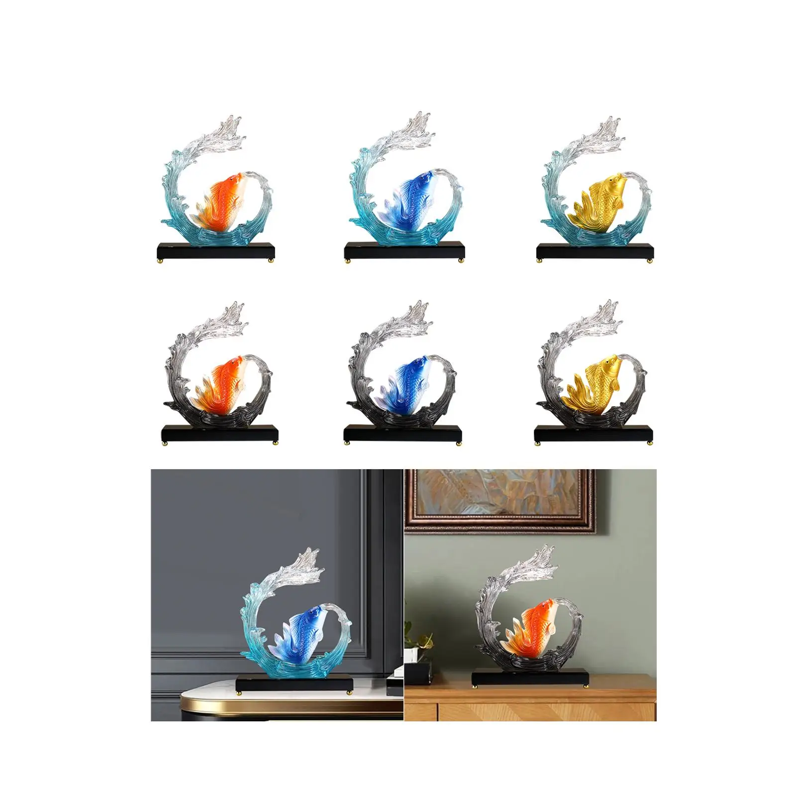 

Скульптура карпа, декоративная статуя, орнамент карпа, настольная фигурка для офисного шкафа