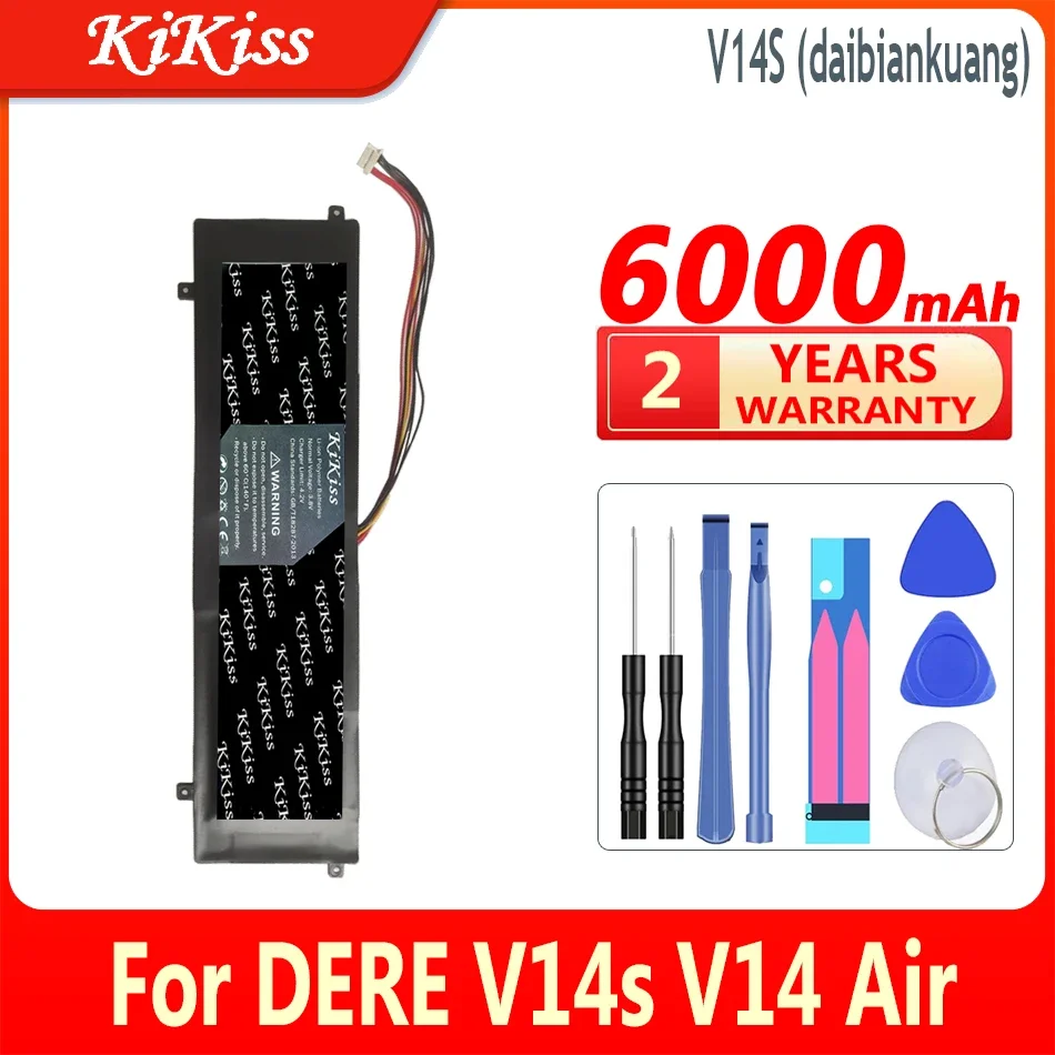 6000mAh KiKiss Battery For DERE V14s V14 Air Notebook Laptop Bateria 10 PIN 8 Wire Plug