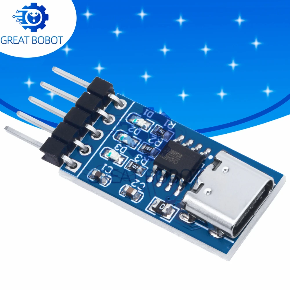 MCU プログラミングおよびファームウェアのダウンロード用の CH340N チップ (5V/3.3V デュアル電圧) を備えた USB Type-C to TTL シリアル ポート モジュール