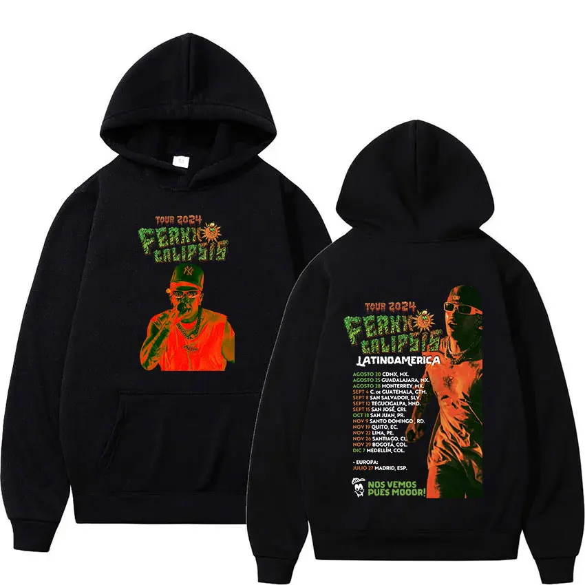 Ferxxocalipsis Feid Ferxxo 2024 World Tour Hoodie Men's Hip Hop Vintage Pullover Sweatshirt Y2k Gothic Clothing Oversized Hooded