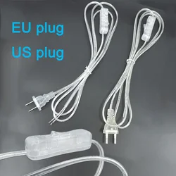 Transparent AC Power extend Cord America European 303 Online Switch US EU plug Extension Cable Wiring Desktop for LED table lamp