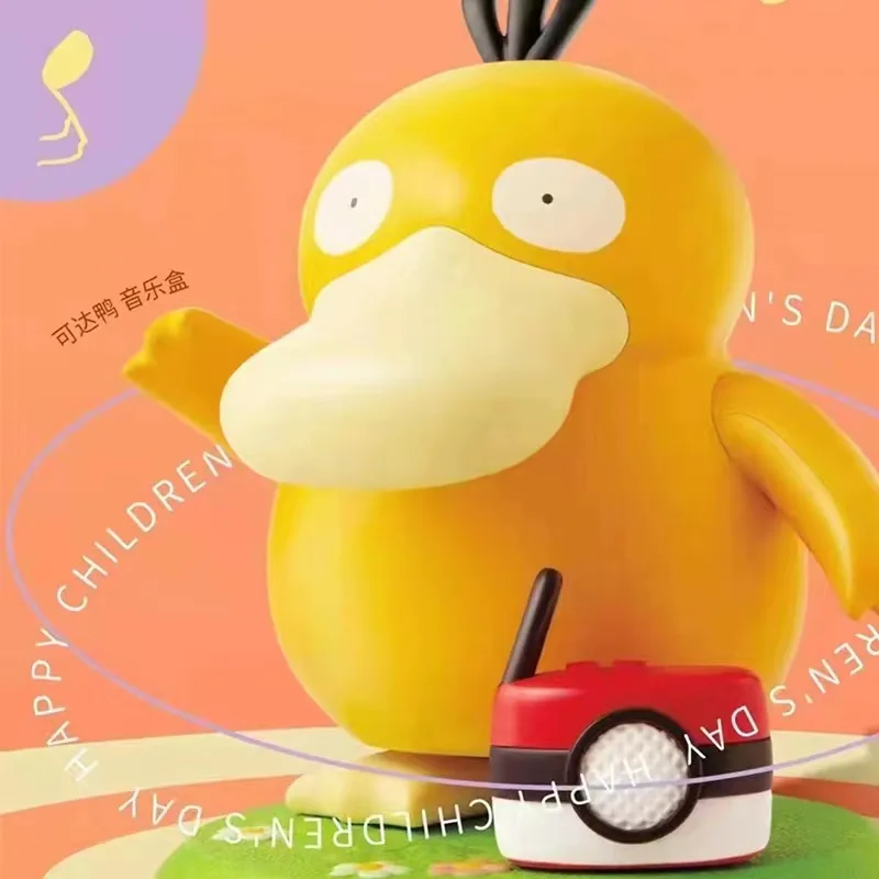 New Pokemon Psyduck Dancing Swing Sounding Model Doll Anime Action Figure Diy Portable Luggage Music Box Toys For Gift