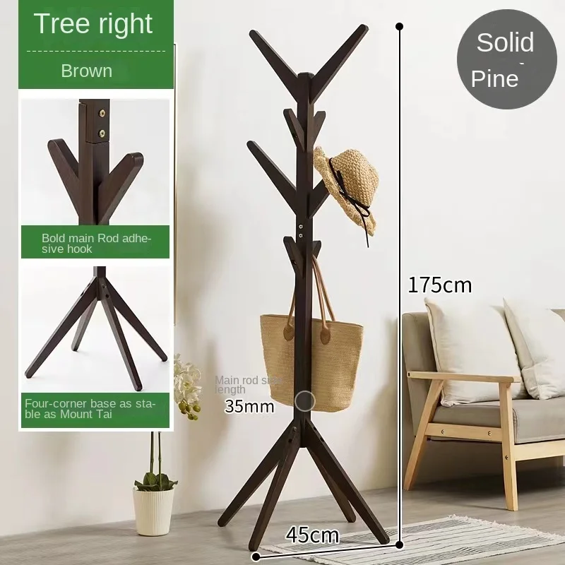 Household Clothes Hanger Solid Wood Clothes Hanger Bedroom Simple Floor To Floor Minimalist Office Living Room Clothes Hanger