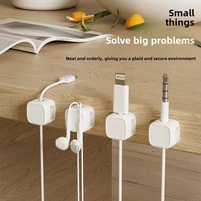 3/6/10pcs Magnetic Cable Organizer Charging Cable Data Office tidy up Desk Mouse Cable Traceless Self-adhesive Clips