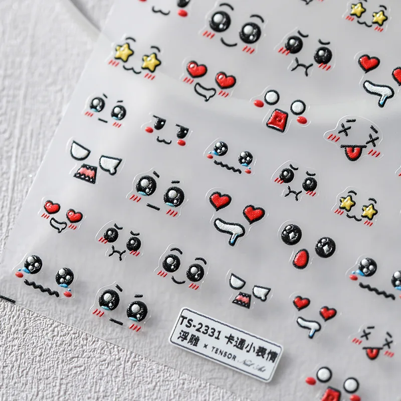 Autocollant d'ongle mignon boule de charbon coloré Kawii bricolage japonais 5D autocollant d'art d'ongle soulagement auto-adhésif ongles décoration manucure décalcomanie