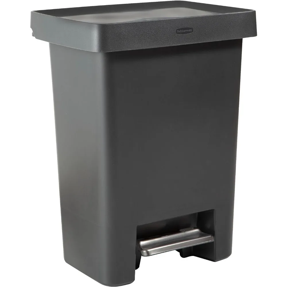 

High-Capacity Step-On Trash Can, 19 Gallon, Charcoal, Stainless-Steel Pedal, for Home/Kitchen/Common Space