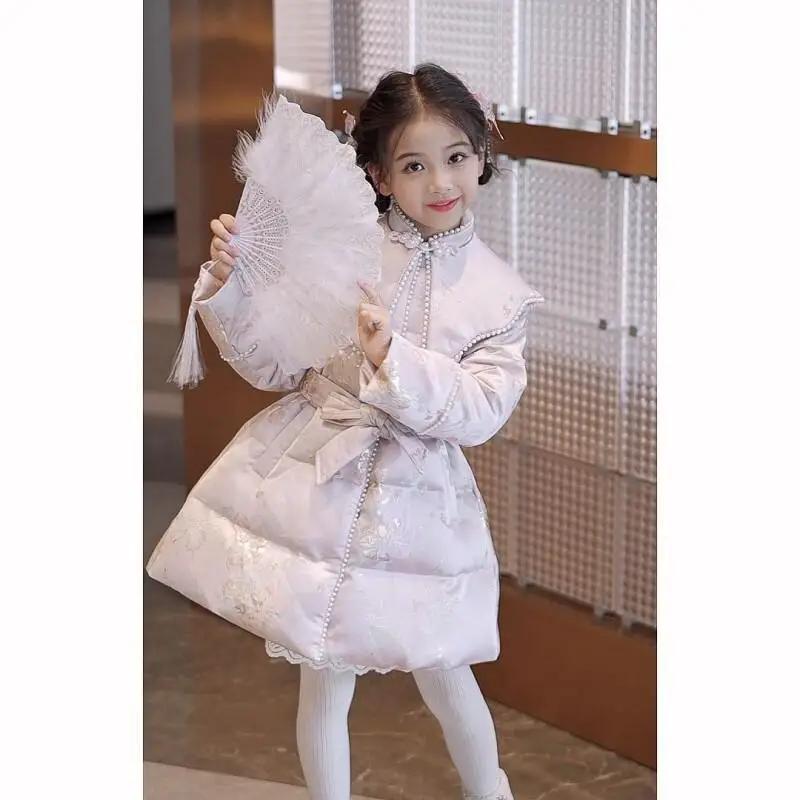 

2025 стеганая куртка для девочек, осенне-зимнее теплое пальто, однотонная верхняя одежда, утепленные топы с капюшоном, удобная детская одежда, От 4 до 12 лет