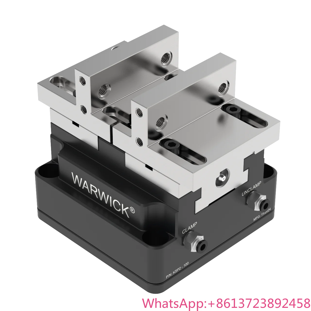 WARWICK KSP-100+YZL-100 Pneumatic Concentric Vise Clamping Force Block Self Cetentering Vise for Cnc Automation with Robot Cobot