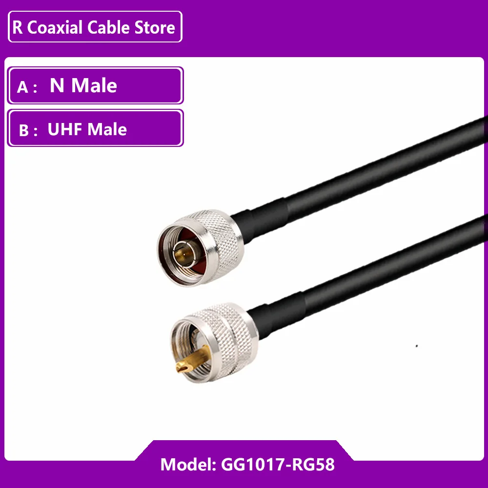 RG58 Cable N Male Right Angle to PL259 UHF Male Plug Connector RF Coaxial Extension 50-3 50 Ohm Pigtail Jumper Adapter