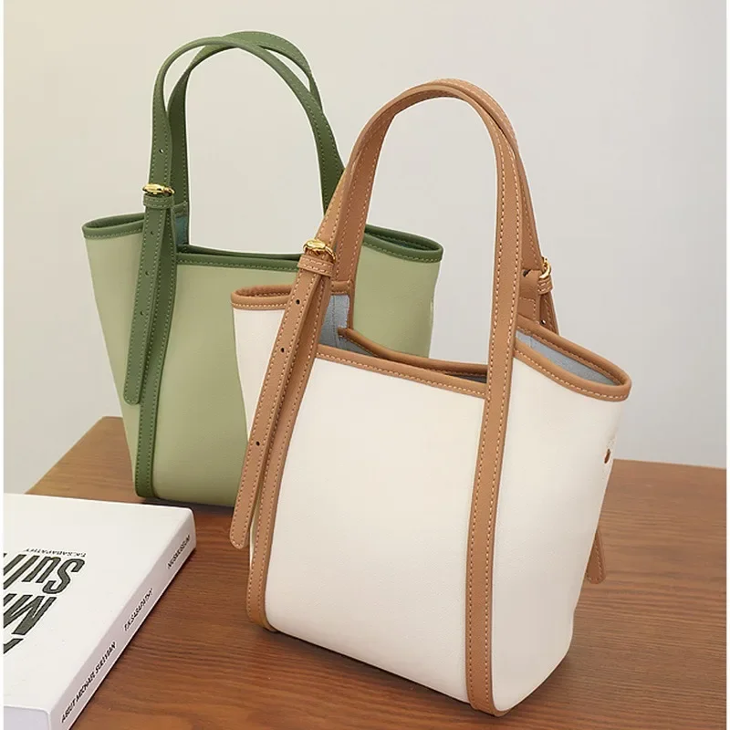 Bolso pequeño de cubo fresco para mujer, bolsa cruzada Diagonal portátil de un hombro para axilas, color verde, novedad de primavera y verano de 2024