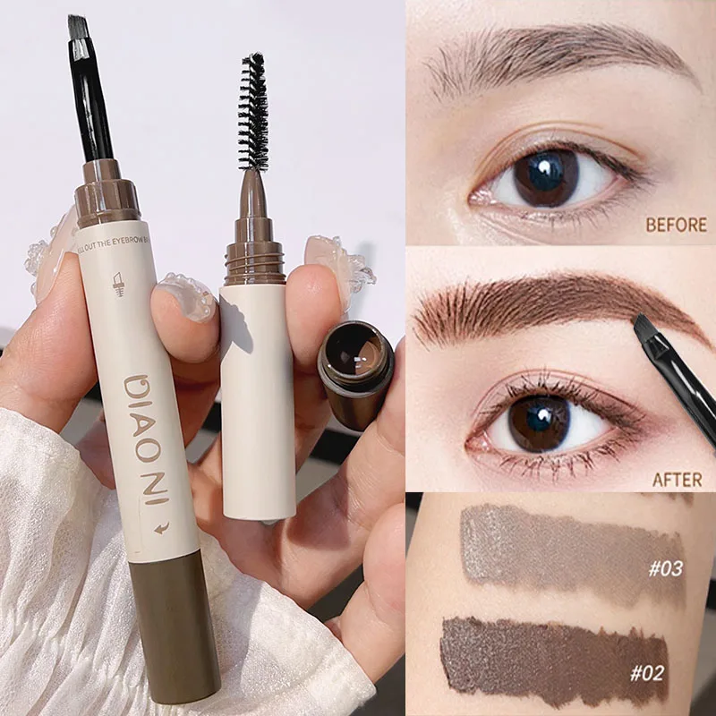 Waterproof Eyebrow Dyeing Cream Pencil Natural Lasting Non-smudge Grey Black Dye Eyeliner Brow Pen with Brush Makeup Cosmetics