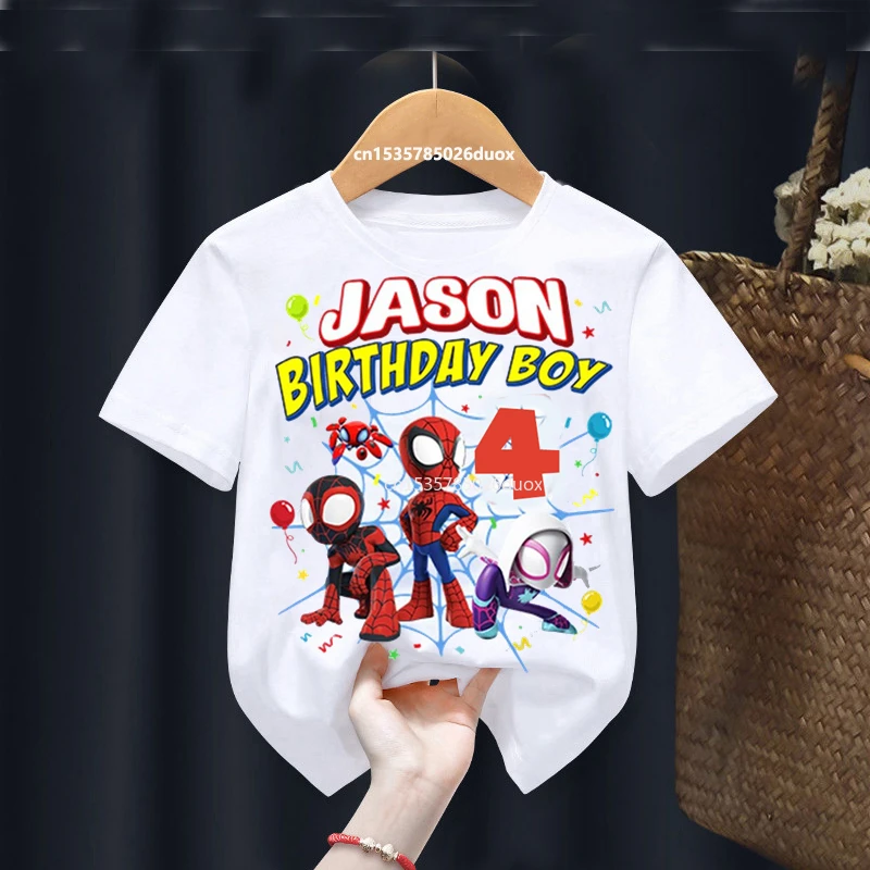 Summer Spidey and His Amazing Friends Birthday Party Birthday Short Sleeve Shirt Spiderman Birthday Boy Personalize Name T-shirt