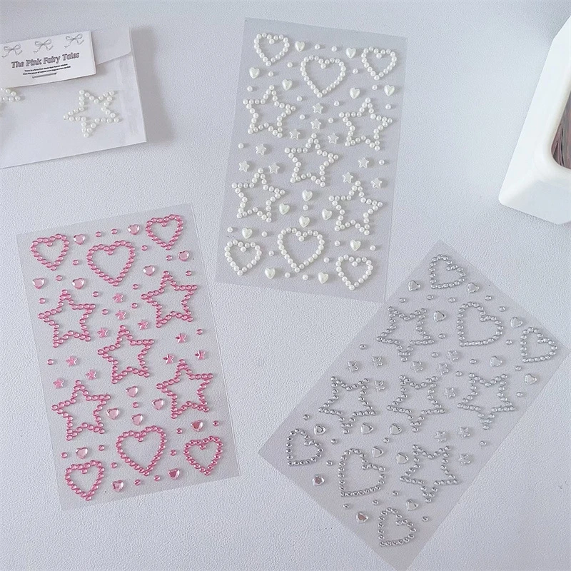 3D Star Heart Crystal Stickers Kids DIY Decoration Self Adhesive Jewelry Crafts Sparkly Rhinestone Stickers Girls Gifts