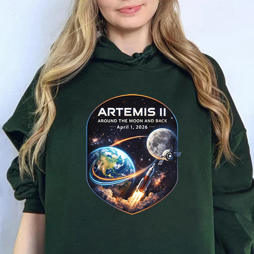

Artemis II Moon Mission Hoodie Timeline Space Shirt Artemis 2 for All Humanity Graphics 2026 Women Sweater Retro Y2k 90s Hoodies